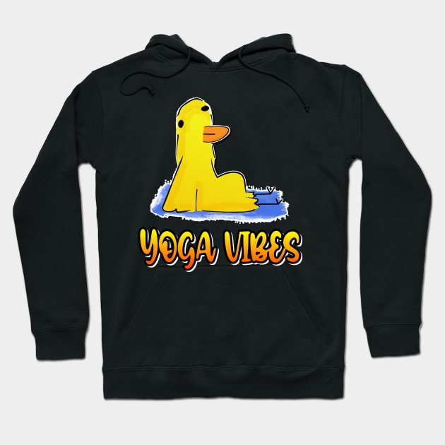 Yoga Vibes Duck Funny Yoga Hoodie by Hemos Works